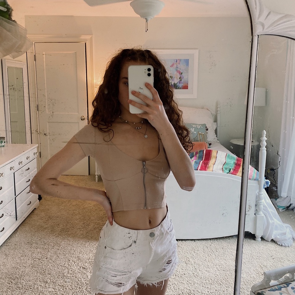 Brand New Cream Ribbed Knit Crop Top